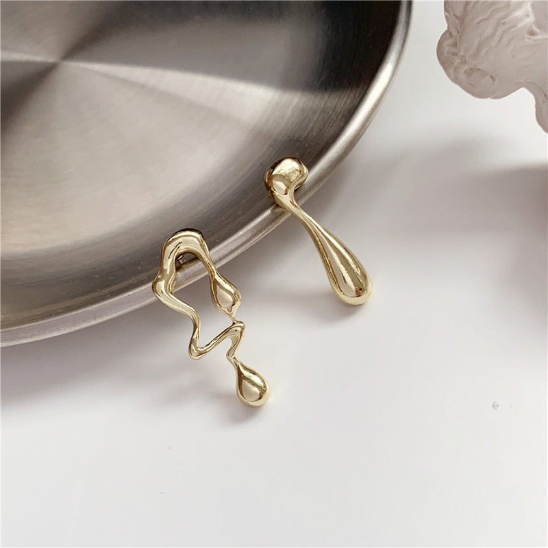 Peris Gems Gold Metal Asymmetric Stud Earrings for Women | Cute Dangle Earrings Metal Asymmetric Stud Earrings for Women | Cute Earrings SHEIN Amazon Temu