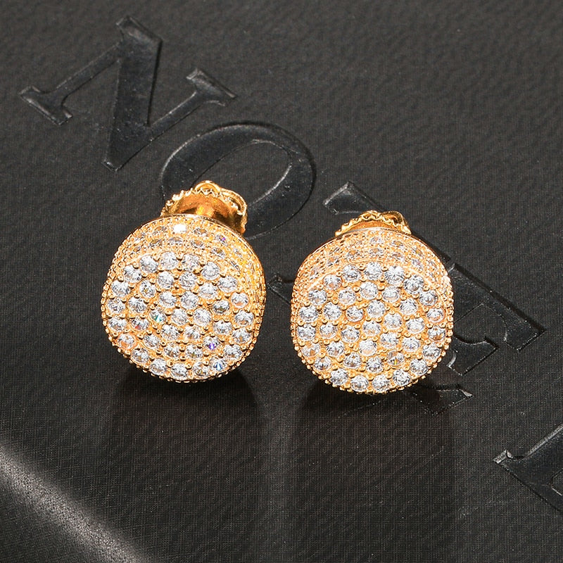 Peris Gems Gold Micro Paved Round Full Diamond Stud Earrings Unisex SHEIN Amazon Temu