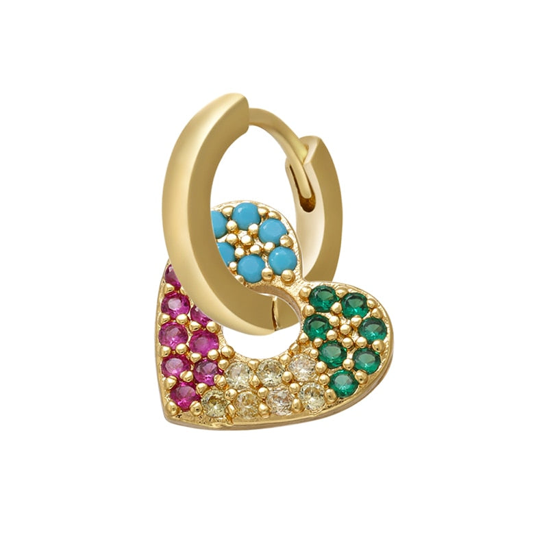 Peris Gems gold mix -1piece Crystal Heart Earrings for Women | Gold and Diamond Hoop Earrings SHEIN Amazon Temu
