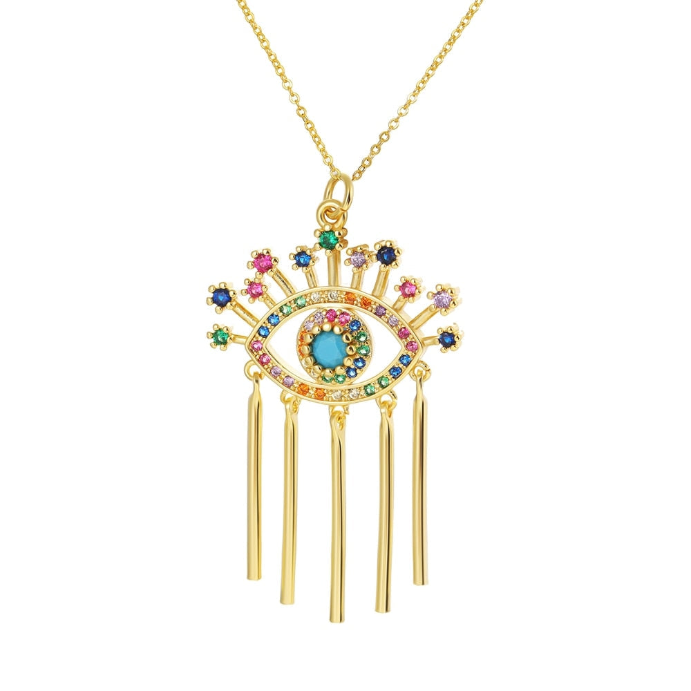 Peris Gems Gold Necklace 3 / Adjustable Chains Enamel Hollow Hamsa Hand Evil Eye Bracelets Unisex SHEIN Amazon Temu