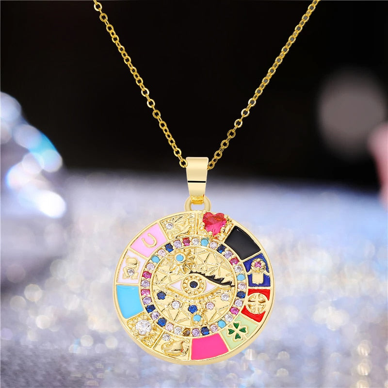 Peris Gems Gold Necklace / Adjustable Chains Enamel Hollow Hamsa Hand Evil Eye Bracelets Unisex SHEIN Amazon Temu