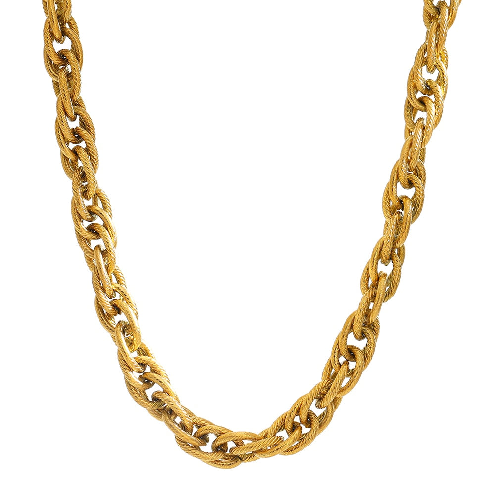 Peris Gems Gold Necklace Chunky Gold Twisted Fence Metal Chain Necklace Unisex SHEIN Amazon Temu