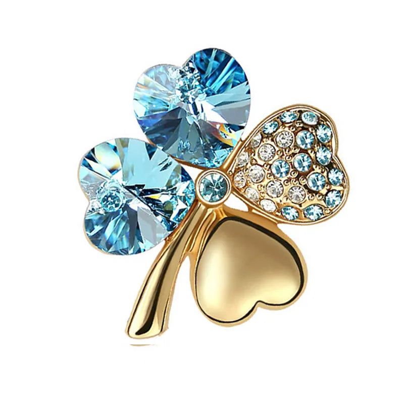 Peris Gems gold oceanblue Irish Luck Four Leaf Clover Lapel Badge Pins SHEIN Amazon Temu