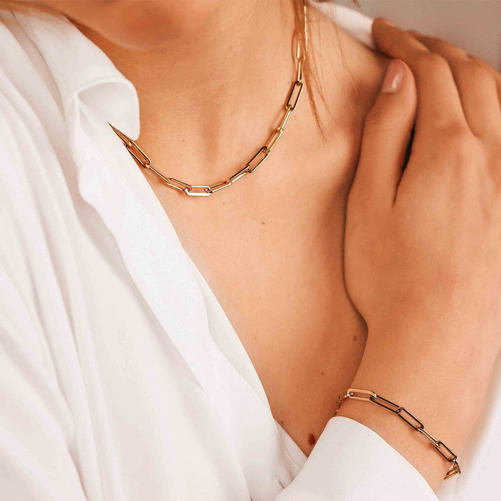 Peris Gems Gold Paperclip Link Necklace Collection for Women SHEIN Amazon Temu