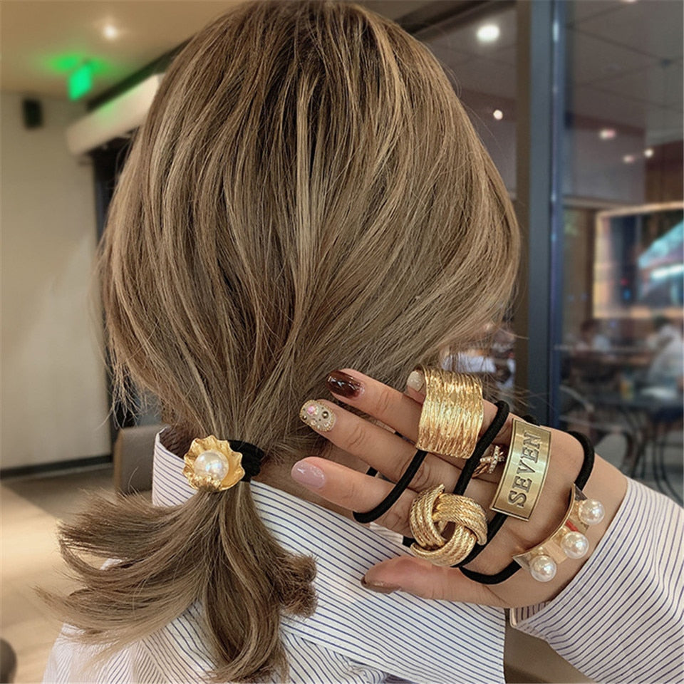 Peris Gems Gold Pearl Elastic Rope Hair Ties for Women SHEIN Amazon Temu