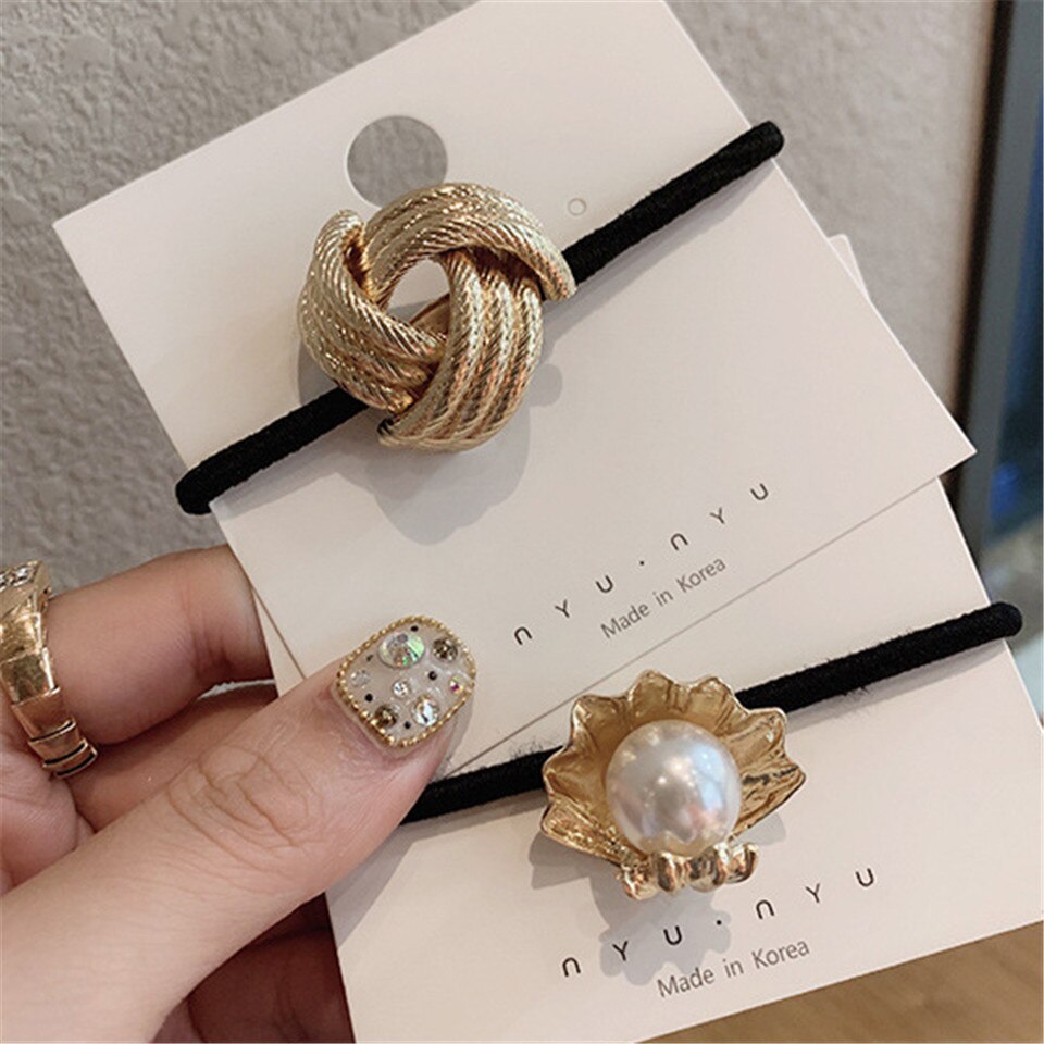 Peris Gems Gold Pearl Elastic Rope Hair Ties for Women SHEIN Amazon Temu