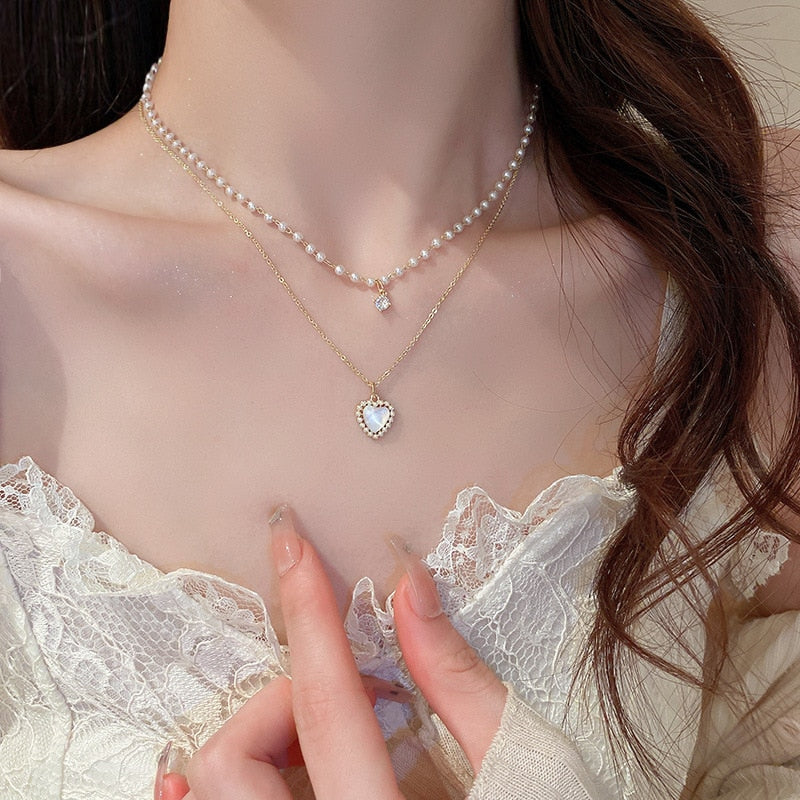 Peris Gems Gold Pearl Heart Necklace | Women&