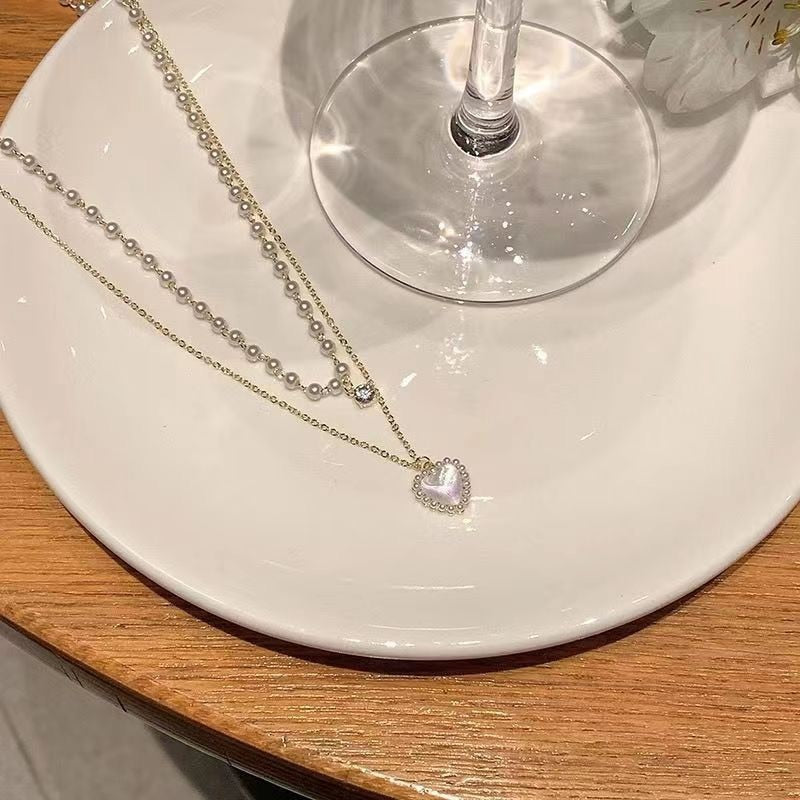 Peris Gems Gold Pearl Heart Necklace | Women&