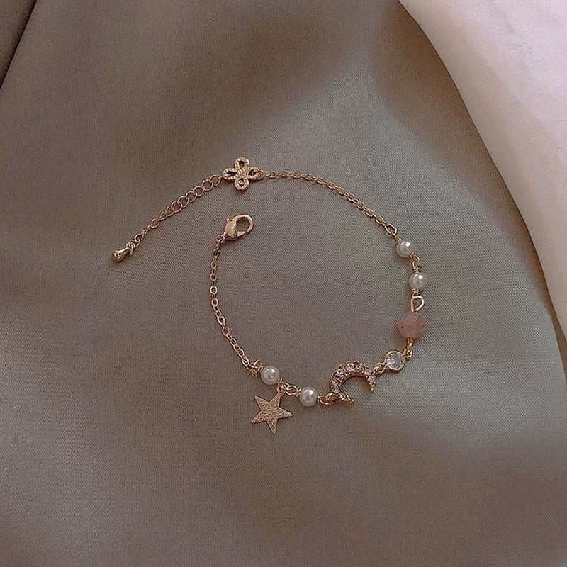 Peris Gems Gold Pearl Moon Bracelet for Women | Gold Romantic Bracelet SHEIN Amazon Temu