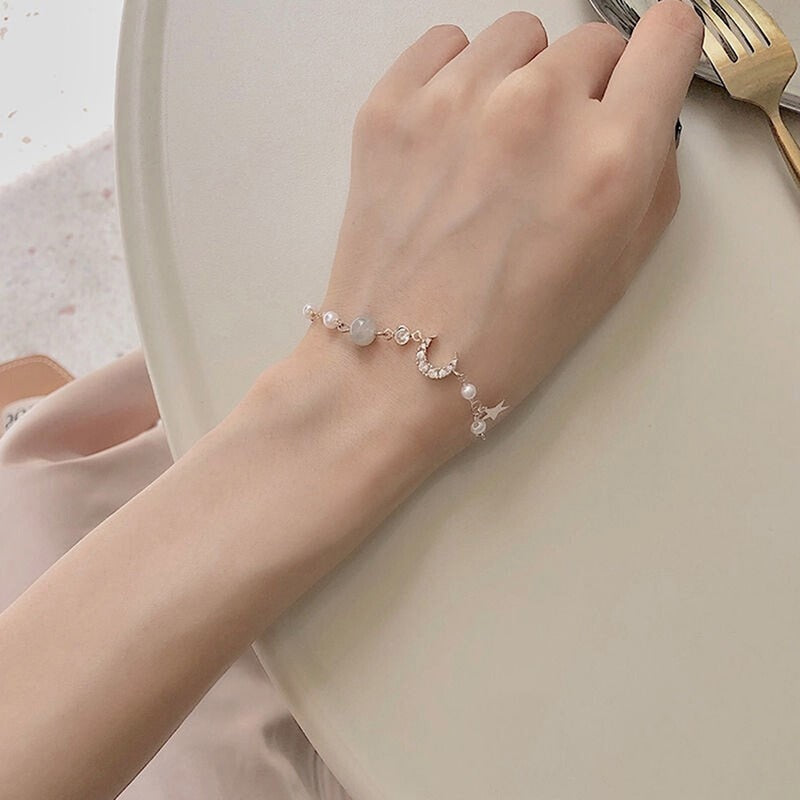Peris Gems Gold Pearl Moon Bracelet for Women | Gold Romantic Bracelet SHEIN Amazon Temu