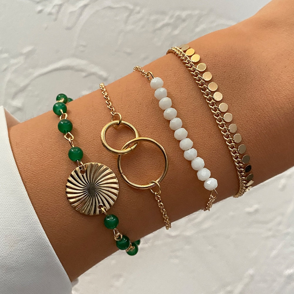 Peris Gems Gold Pearls Golden 2-4pc Lovely Bracelets Collection for Women SHEIN Amazon Temu