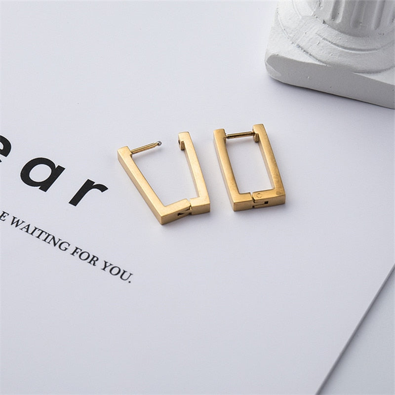 Peris Gems Gold Rectangular Hoop Earrings for Women | Geometric Earrings SHEIN Amazon Temu