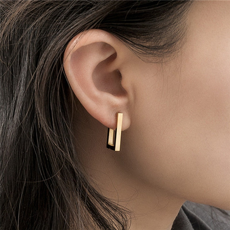 Peris Gems Gold Rectangular Hoop Earrings for Women | Geometric Earrings SHEIN Amazon Temu
