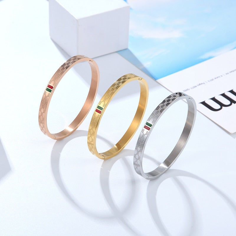 Peris Gems Gold Red and Green Bangle Bracelets for Women | Stainless-Steel Charm Gold Silver Bracelet SHEIN Amazon Temu
