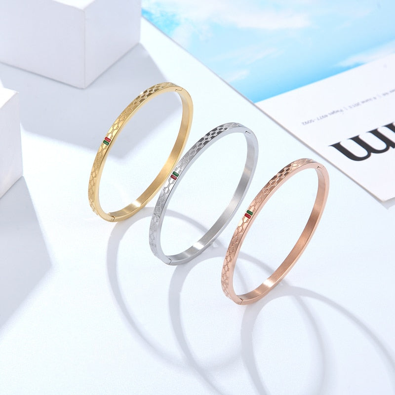 Peris Gems Gold Red and Green Bangle Bracelets for Women | Stainless-Steel Charm Gold Silver Bracelet SHEIN Amazon Temu