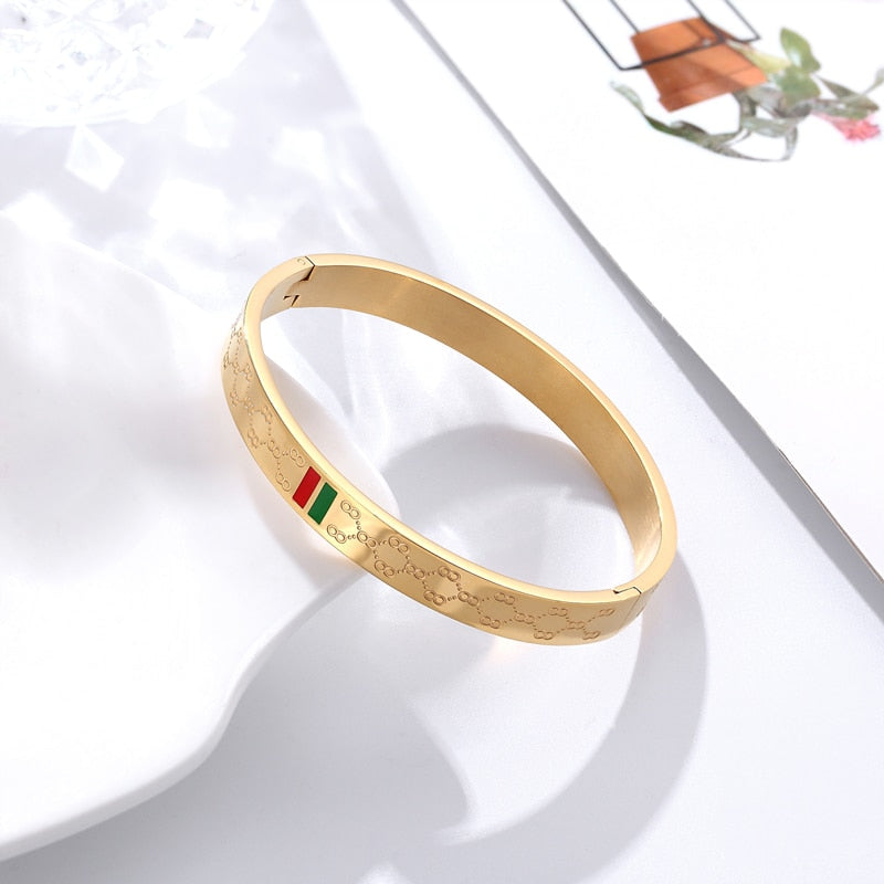 Peris Gems Gold Red and Green Bangle Bracelets for Women | Stainless-Steel Charm Gold Silver Bracelet SHEIN Amazon Temu