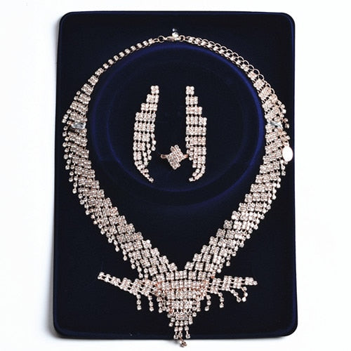 Peris Gems Gold Rhinestone Choker Necklace Jewelry Sets for Women | Bridal Jewelry Rhinestone Choker Necklace Jewelry Sets for Women | Bridal SHEIN Amazon Temu
