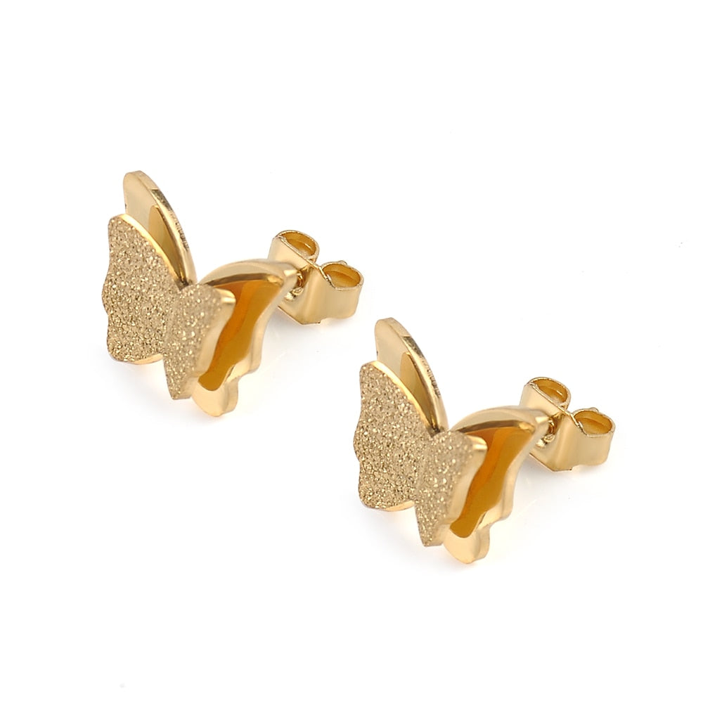 Peris Gems Gold Romantic Butterfly Titanium Steel Stud Earrings for Women | Gold Silver Earrings for Women SHEIN Amazon Temu