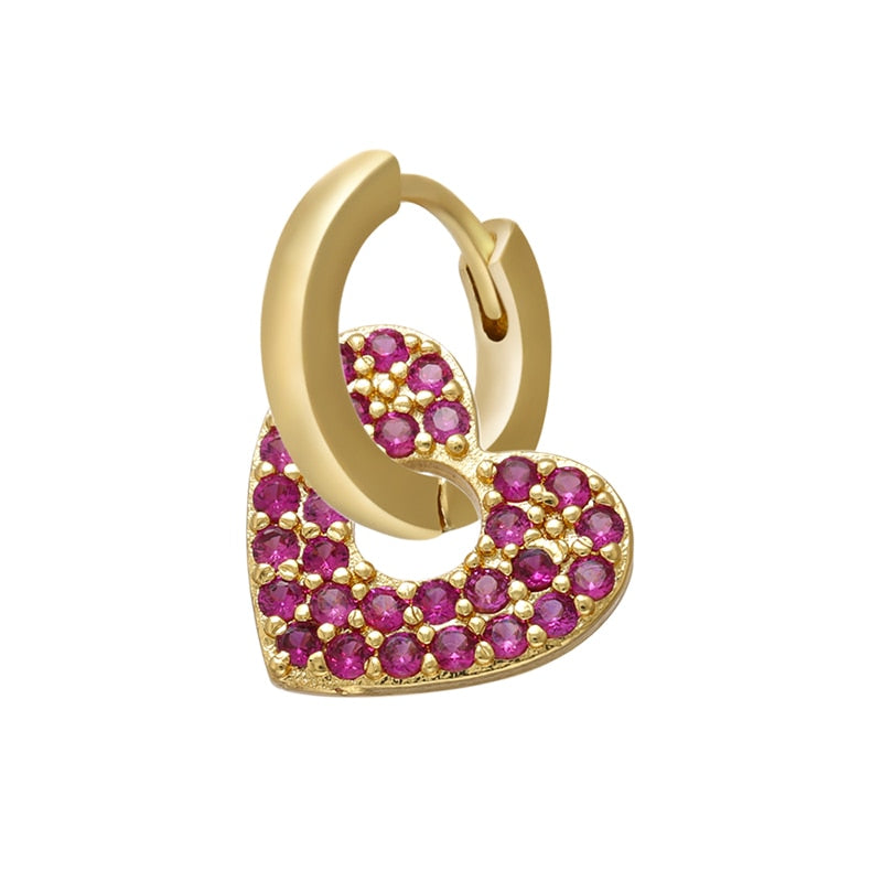 Peris Gems gold rose red-1piece Crystal Heart Earrings for Women | Gold and Diamond Hoop Earrings SHEIN Amazon Temu