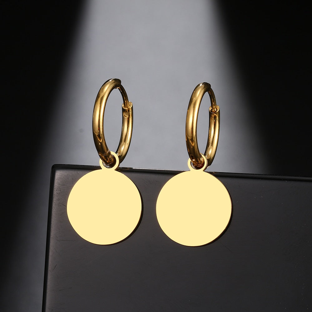 Peris Gems Gold Round Coin Stainless Steel Earrings | Gold Charm Earrings for Women SHEIN Amazon Temu