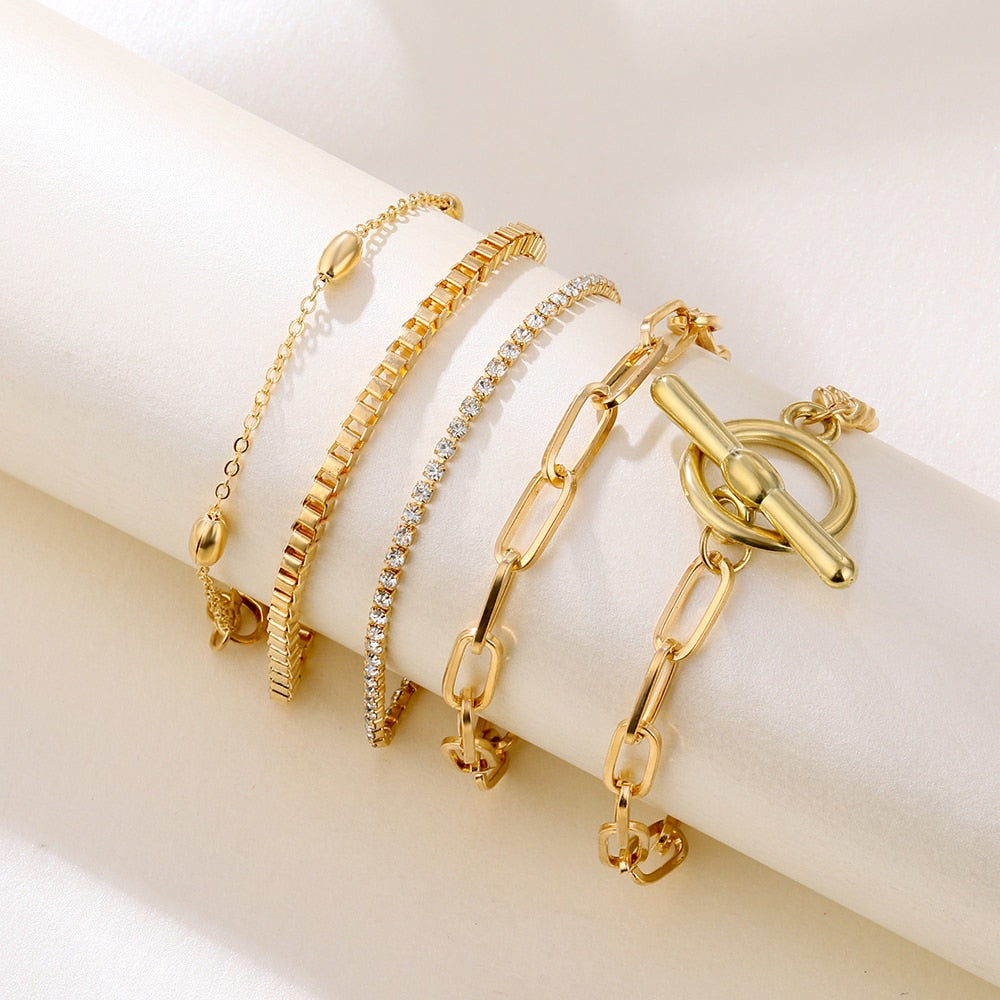 Peris Gems Gold Set 5pc Golden 2-4pc Lovely Bracelets Collection for Women SHEIN Amazon Temu