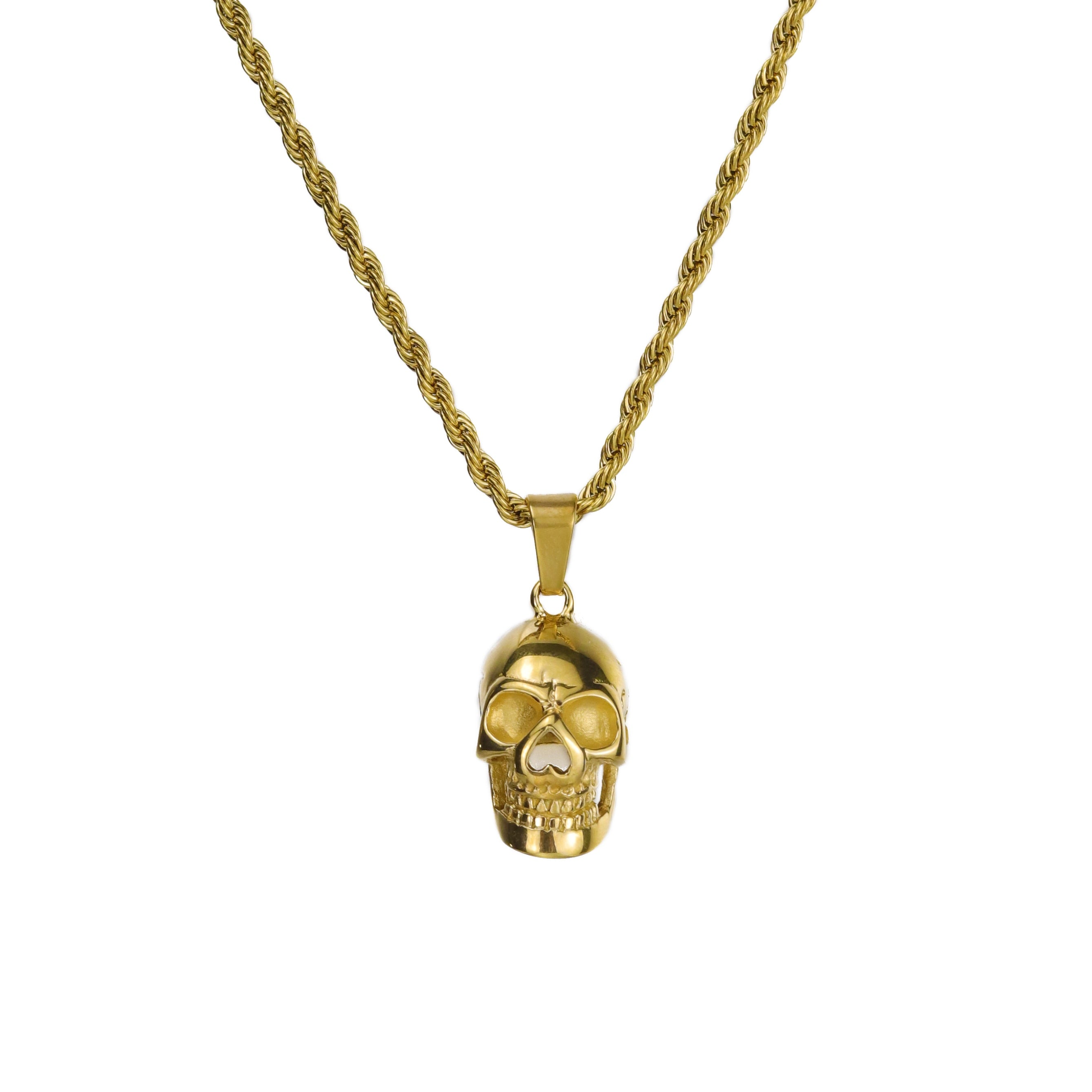 Peris Gems Gold Skeleton Skull Pendant Necklace Unisex | Punk Rock Twisted Chain Necklace Skeleton Skull Pendant Necklace Unisex | Punk Rock Twisted SHEIN Amazon Temu