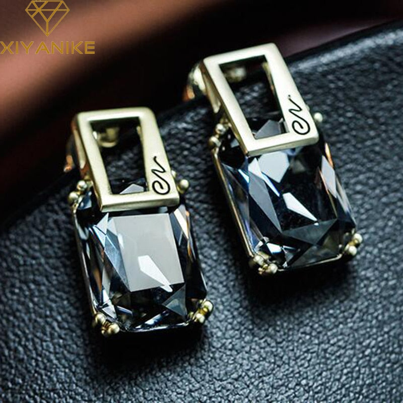 Peris Gems Gold Square Crystal Stud Earrings for Women | Cute Party Earrings Gold Square Crystal Stud Earrings for Women | Party Earrings SHEIN Amazon Temu