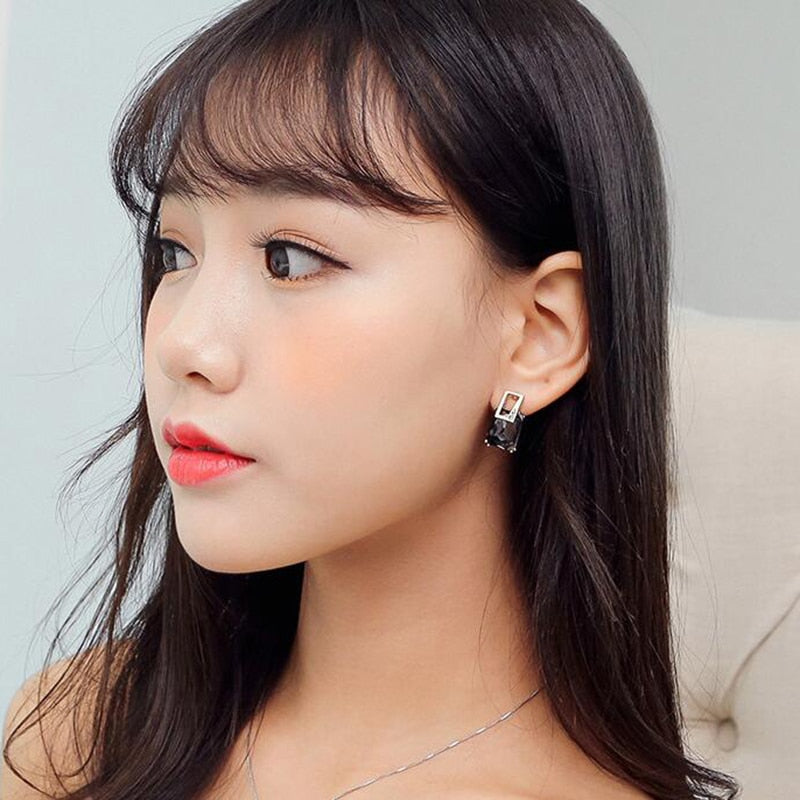Peris Gems Gold Square Crystal Stud Earrings for Women | Cute Party Earrings Gold Square Crystal Stud Earrings for Women | Party Earrings SHEIN Amazon Temu