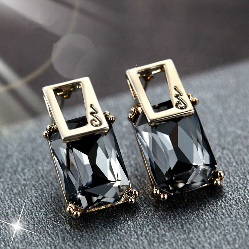 Peris Gems Gold Square Crystal Stud Earrings for Women | Cute Party Earrings Gold Square Crystal Stud Earrings for Women | Party Earrings SHEIN Amazon Temu