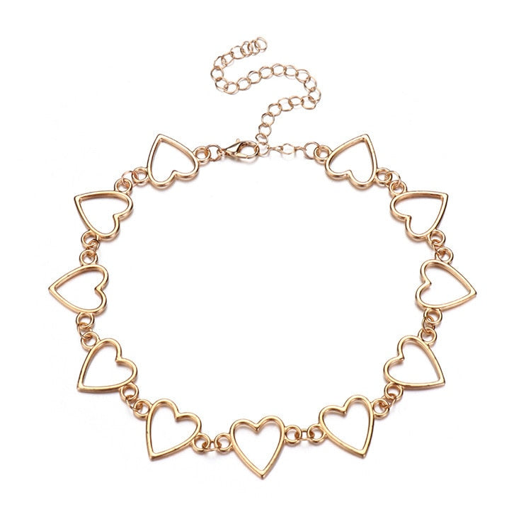Peris Gems Gold Stacked Hollow Heart Love Choker Necklace for Women SHEIN Amazon Temu