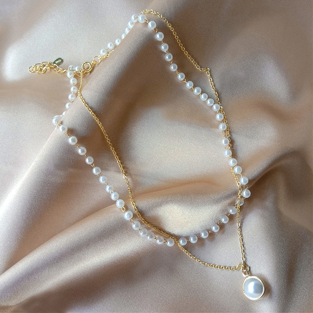 Peris Gems Gold Stacked Multilayered White Pearl Necklace for Women SHEIN Amazon Temu