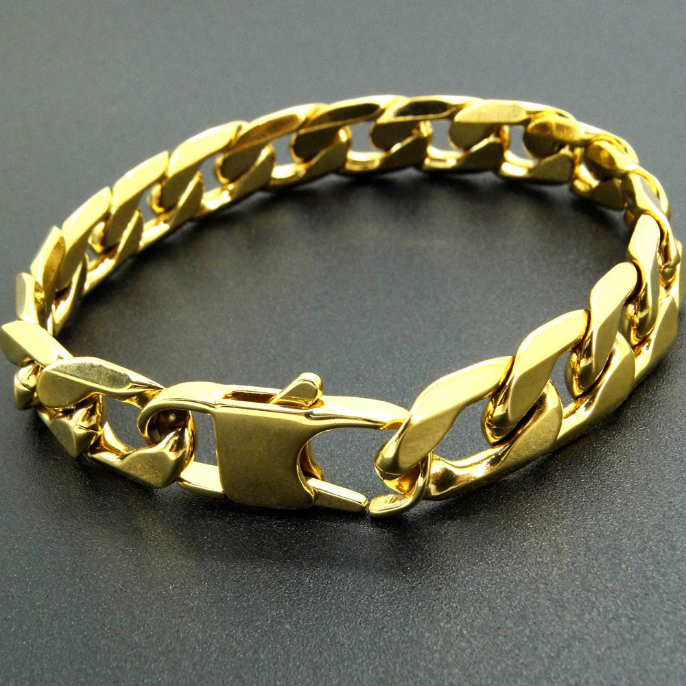 Peris Gems Gold Stainless Steel Bracelet Unisex | Cuban Link Curb Bracelets Gold Stainless Steel Bracelet Unisex | Cuban Link Bracelets SHEIN Amazon Temu