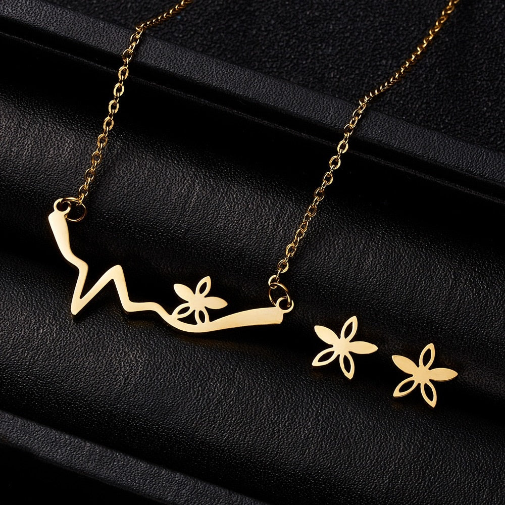 Peris Gems Gold Stainless Steel Jewelry Sets for Women | Necklace and Earrings Set Gold Stainless Steel Jewelry Sets for Women | Necklace Set SHEIN Amazon Temu