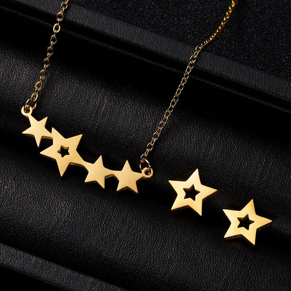 Peris Gems Gold Stainless Steel Jewelry Sets for Women | Necklace and Earrings Set Gold Stainless Steel Jewelry Sets for Women | Necklace Set SHEIN Amazon Temu