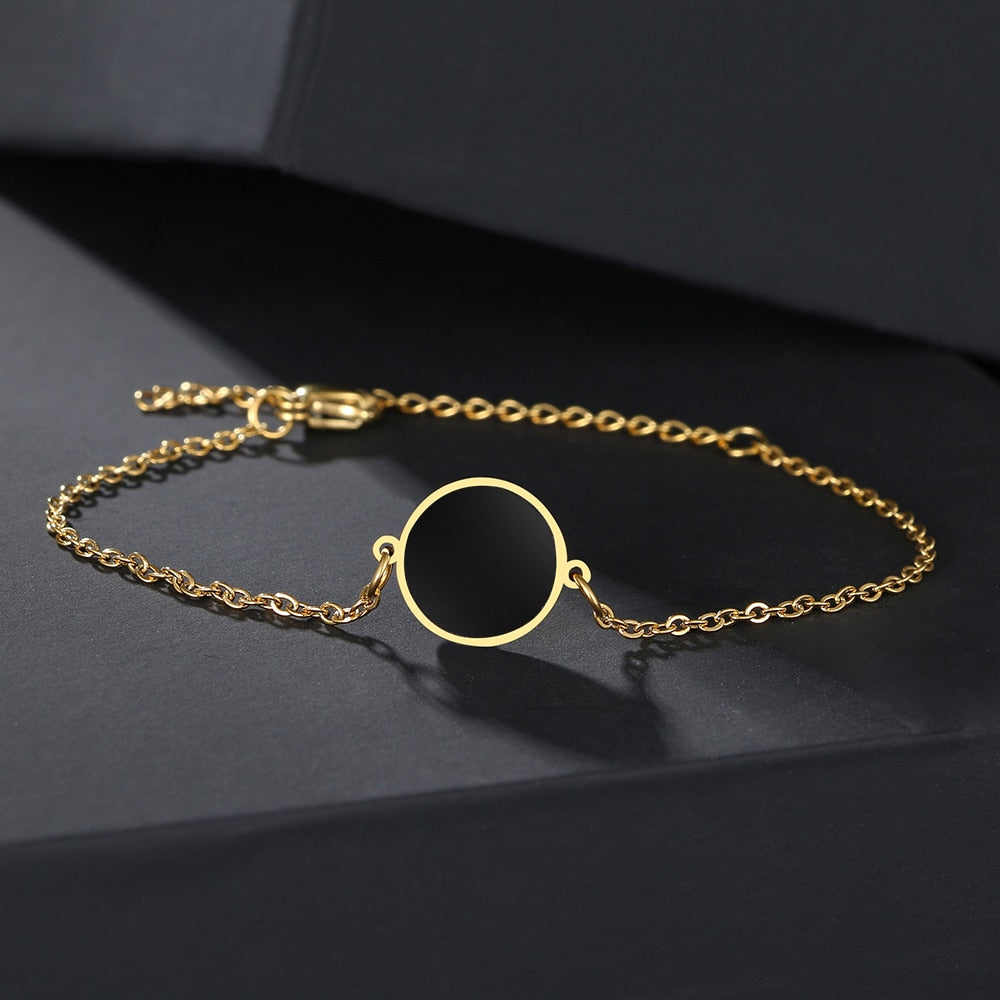 Peris Gems Gold Stainless Steel Minimalist Gold Bracelet | Black Charm Bracelet Unisex SHEIN Amazon Temu