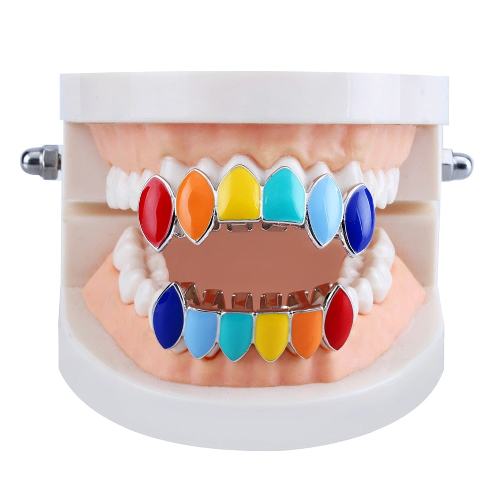 Peris Gems  Gold Tekashi69 Rainbow Teeth | Rainbow Vampire Teeth Gold 6ix9ine Rainbow Teeth | Rainbow Vampire Teeth SHEIN Amazon Temu