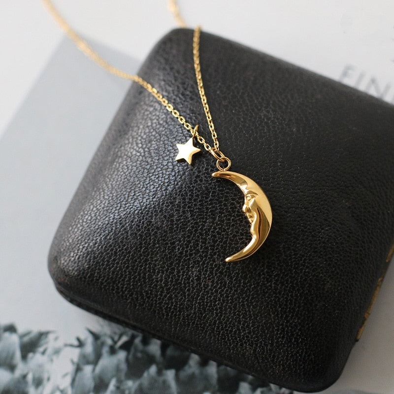 Peris Gems Gold Titanium 18K Gold Crescent Moon Pendant Necklace for Women SHEIN Amazon Temu
