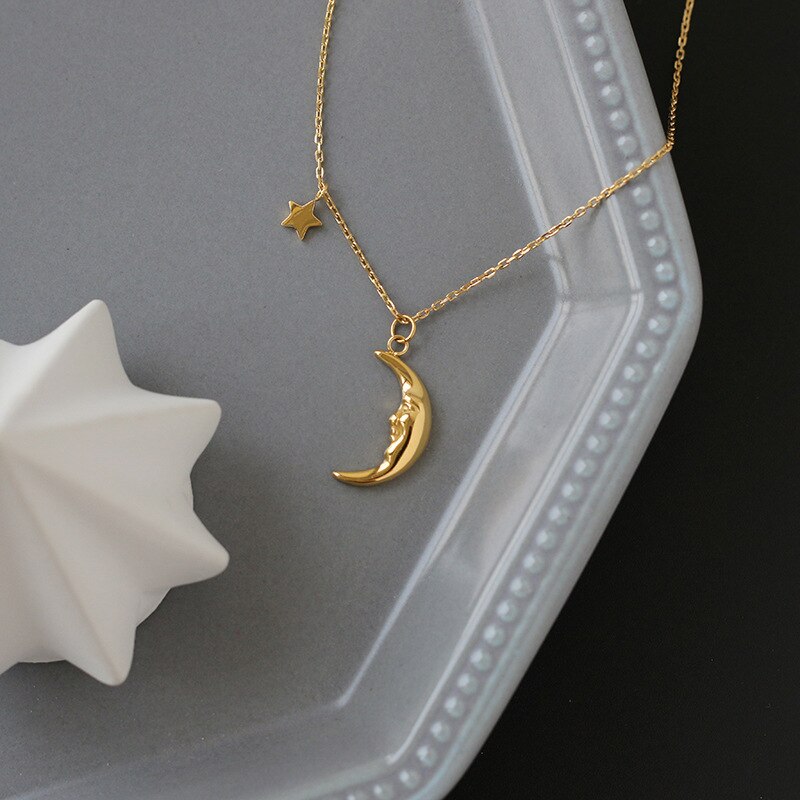 Peris Gems Gold Titanium 18K Gold Crescent Moon Pendant Necklace for Women SHEIN Amazon Temu