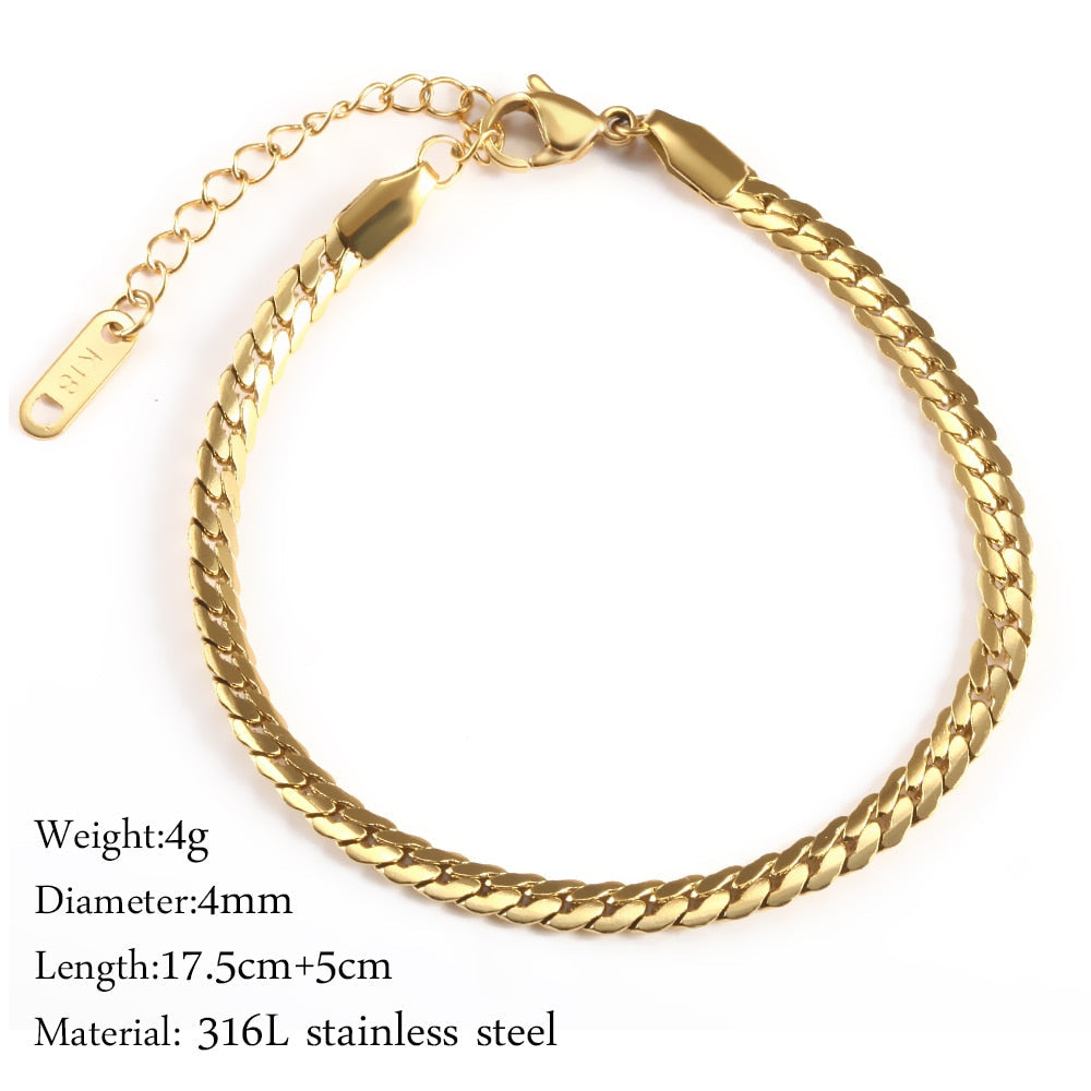 Peris Gems Gold Twist Snake Chain Bracelet | Stainless Steel Bracelets SHEIN Amazon Temu
