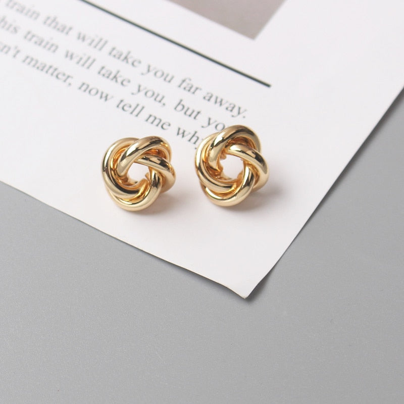 Peris Gems Gold Twisty Round Earrings | Tiny Stud Earrings for Women SHEIN Amazon Temu