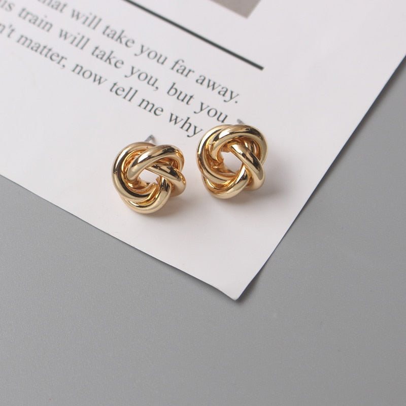 Peris Gems Gold Twisty Round Earrings | Tiny Stud Earrings for Women SHEIN Amazon Temu