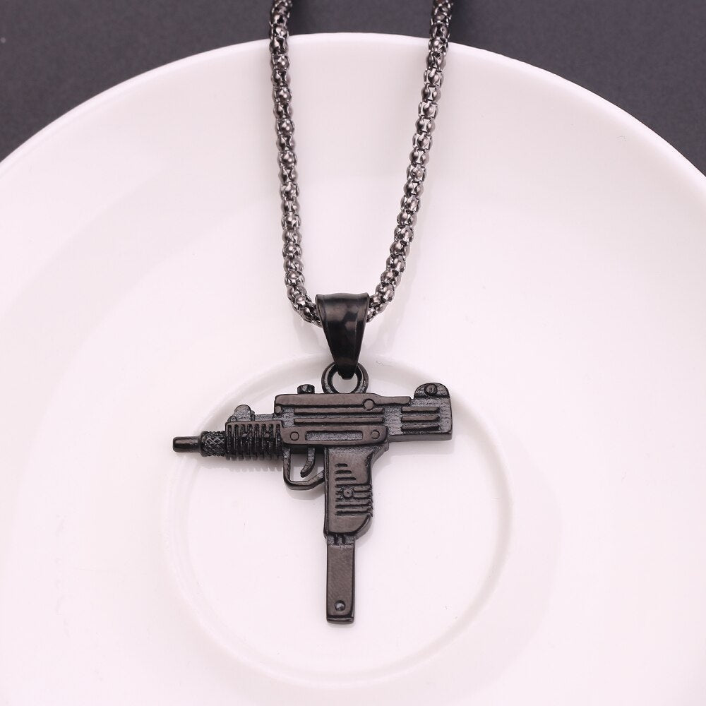 Peris Gems Gold Uzi Necklaces Unisex | Goth Hip-Hop Gun Jewelry SHEIN Amazon Temu