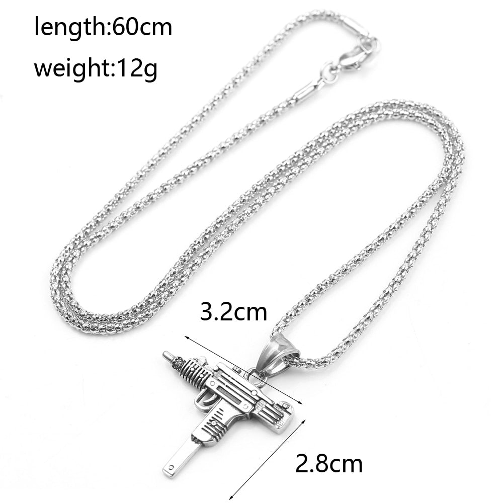 Peris Gems Gold Uzi Necklaces Unisex | Goth Hip-Hop Gun Jewelry SHEIN Amazon Temu