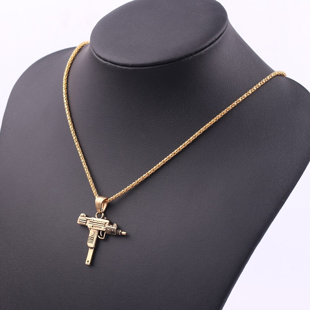Peris Gems Gold Uzi Necklaces Unisex | Goth Hip-Hop Gun Jewelry SHEIN Amazon Temu