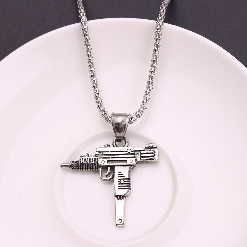 Peris Gems Gold Uzi Necklaces Unisex | Goth Hip-Hop Gun Jewelry SHEIN Amazon Temu