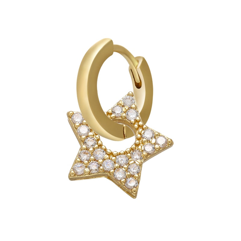 Peris Gems gold white-1piece 1 Crystal Heart Earrings for Women | Gold and Diamond Hoop Earrings SHEIN Amazon Temu