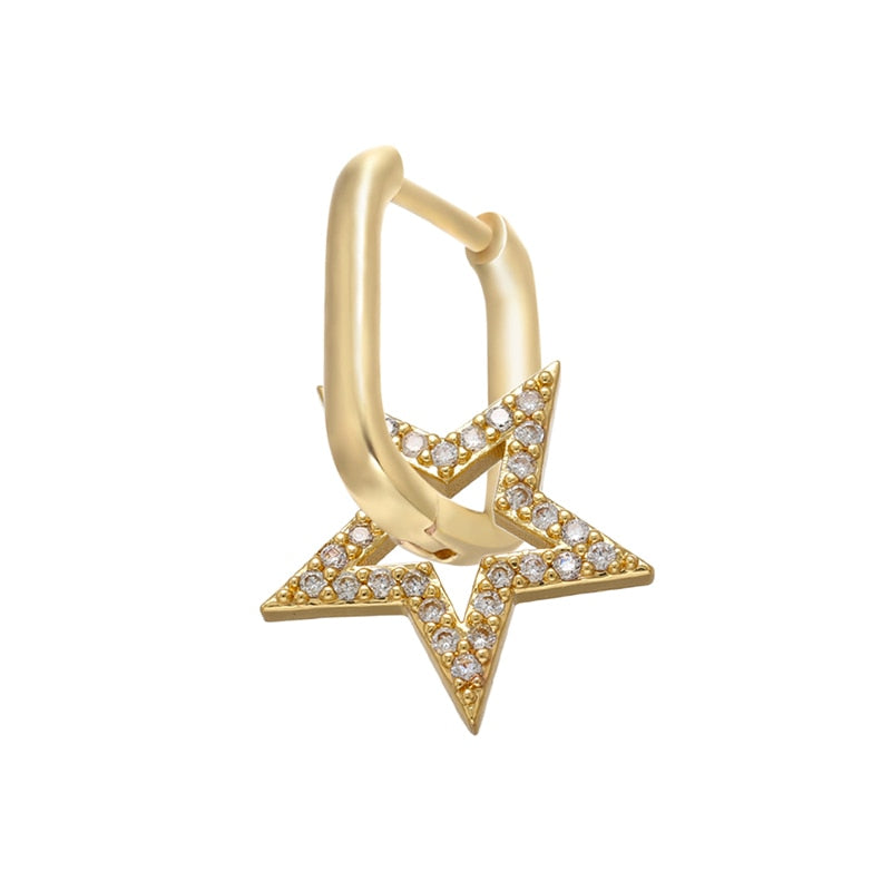 Peris Gems gold white-1piece 2 Crystal Heart Earrings for Women | Gold and Diamond Hoop Earrings SHEIN Amazon Temu