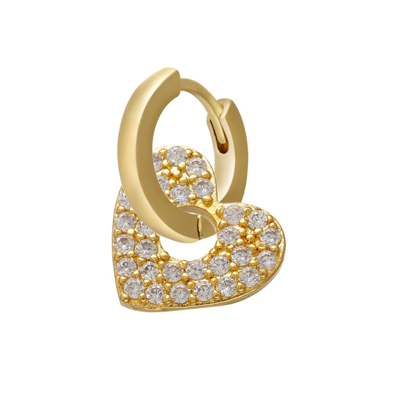 Peris Gems gold white-1piece Crystal Heart Earrings for Women | Gold and Diamond Hoop Earrings SHEIN Amazon Temu
