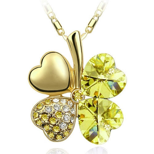 Peris Gems gold yellow Diamond Clover Pendant Necklace Unisex | Silver Necklace SHEIN Amazon Temu