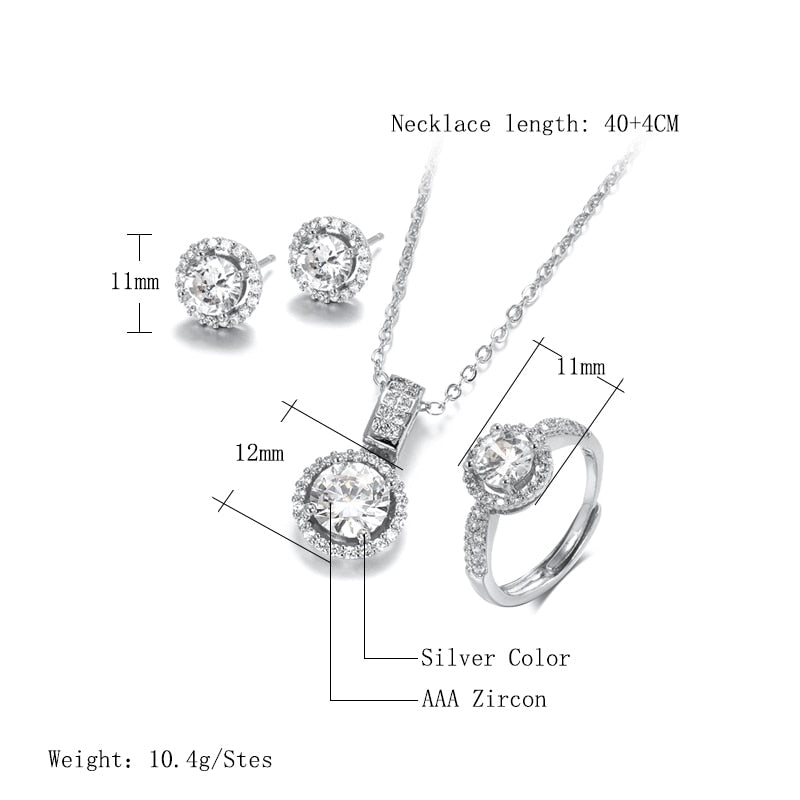 Peris Gems Gold Zircon Jewelry Set for Women | Diamond Ring Necklace Earrings Set Gold Zircon Jewelry Set for Women Ring Necklace Earrings Set SHEIN Amazon Temu